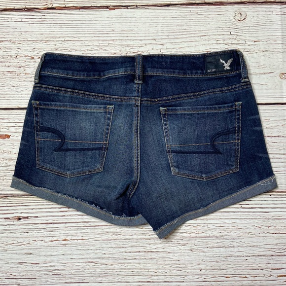 AEO American Eagle Outfitters Shortie Dark Denim Jean Shorts Sz 8 - Picture 11 of 13